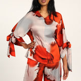 LADIES CIARRA WHITE/RED BLOUSE