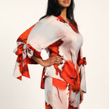 LADIES CIARRA WHITE/RED BLOUSE