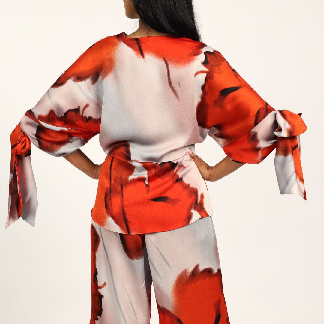 LADIES CIARRA WHITE/RED BLOUSE
