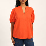 LADIES CIARRA RED HENLEY SHIRT