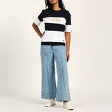 LADIES WHITE/NAVY TOP