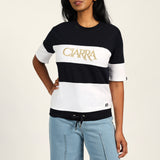 LADIES WHITE/NAVY TOP