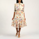 LADIES CIARRA FLORAL LUREX DRESS