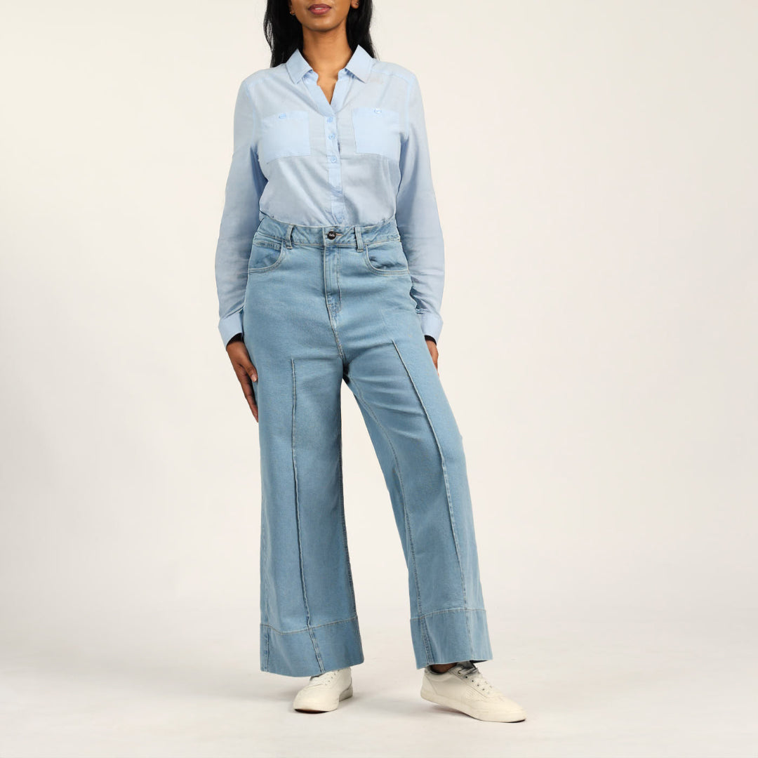 LADIES DENIM WIDE LEG JEAN
