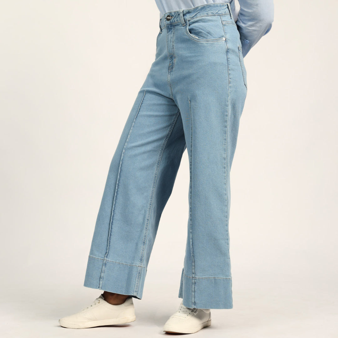 LADIES DENIM WIDE LEG JEAN