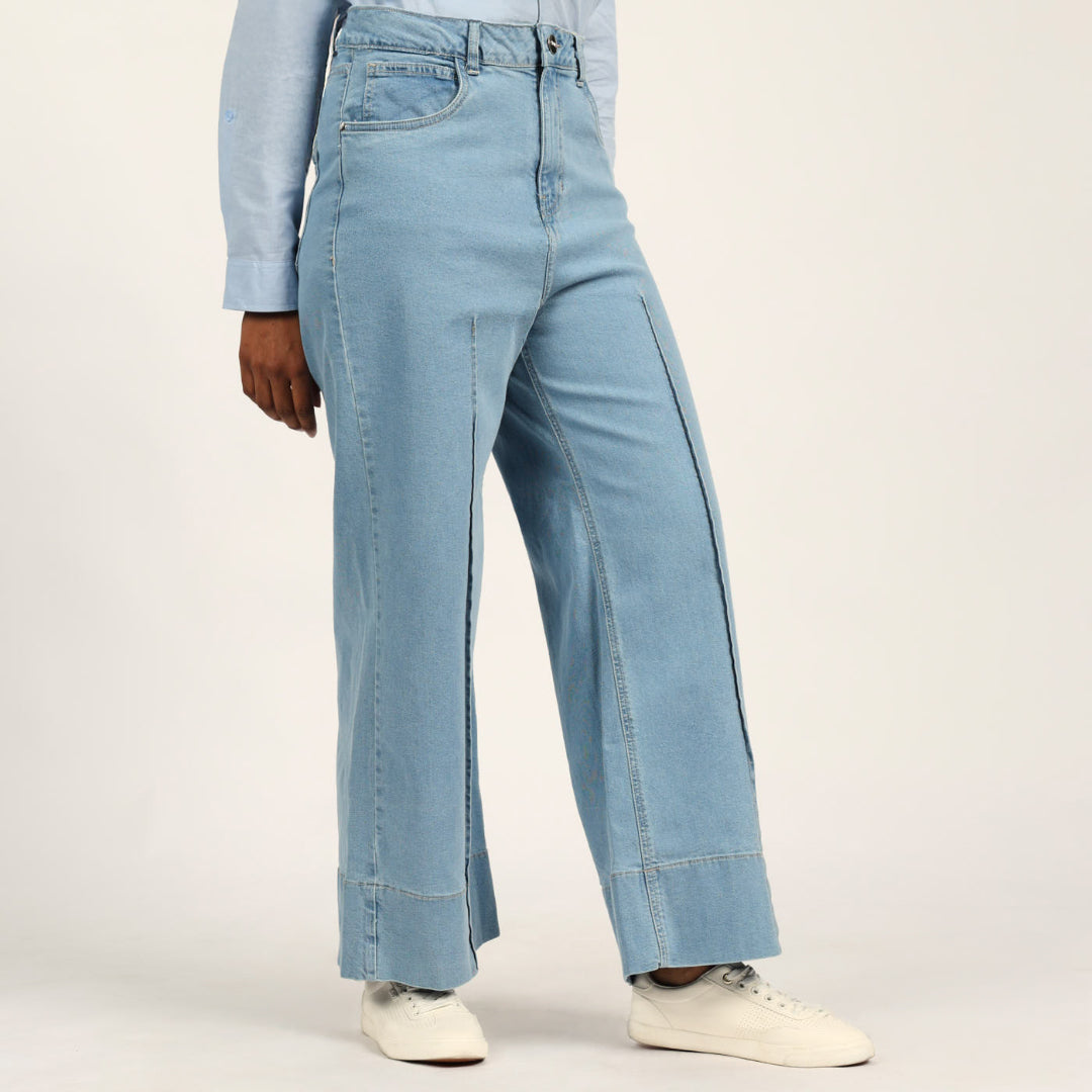 LADIES DENIM WIDE LEG JEAN