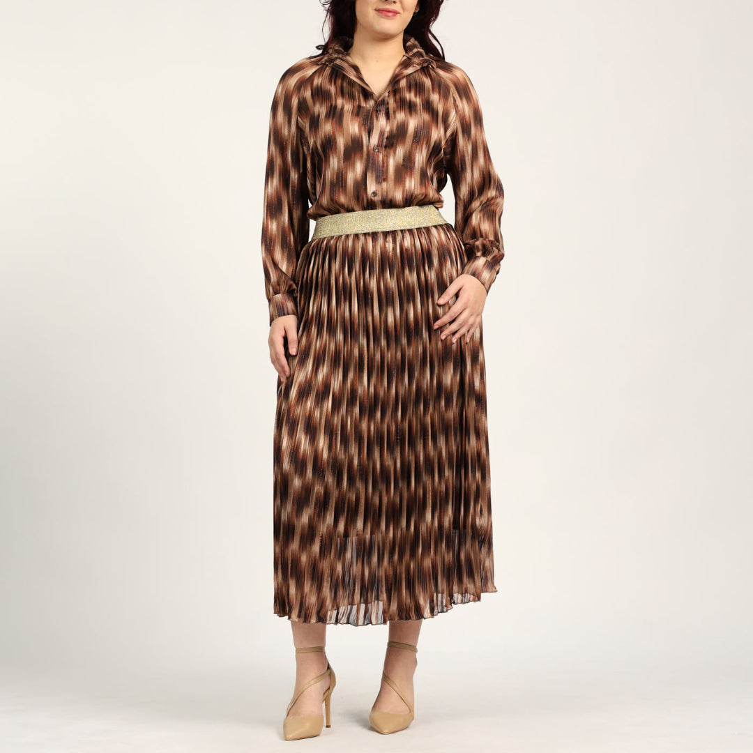 LADIES CIARRA CREAM/CHOC LUREX SKIRT