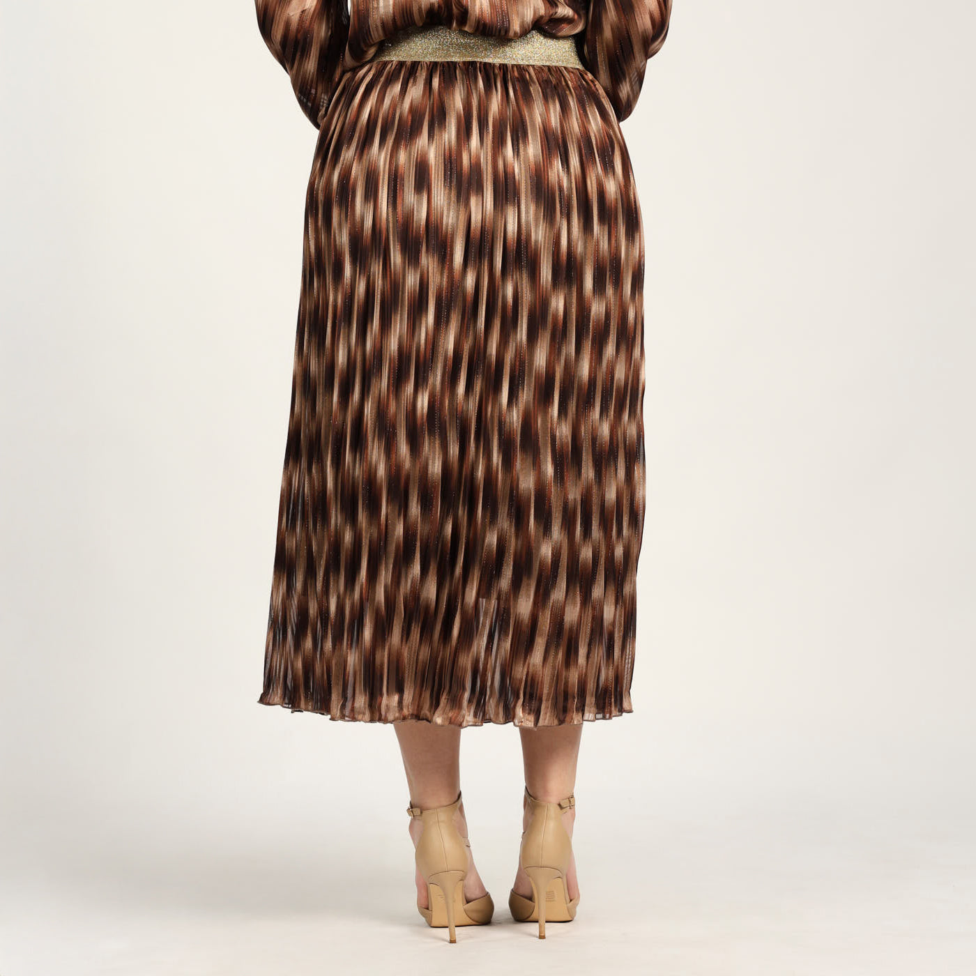 LADIES CIARRA CREAM/CHOC LUREX SKIRT