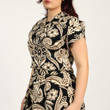LADIES CIARRA BLACK/STONE  BLOUSE
