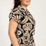LADIES CIARRA BLACK/STONE  BLOUSE