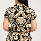 LADIES CIARRA BLACK/STONE  BLOUSE