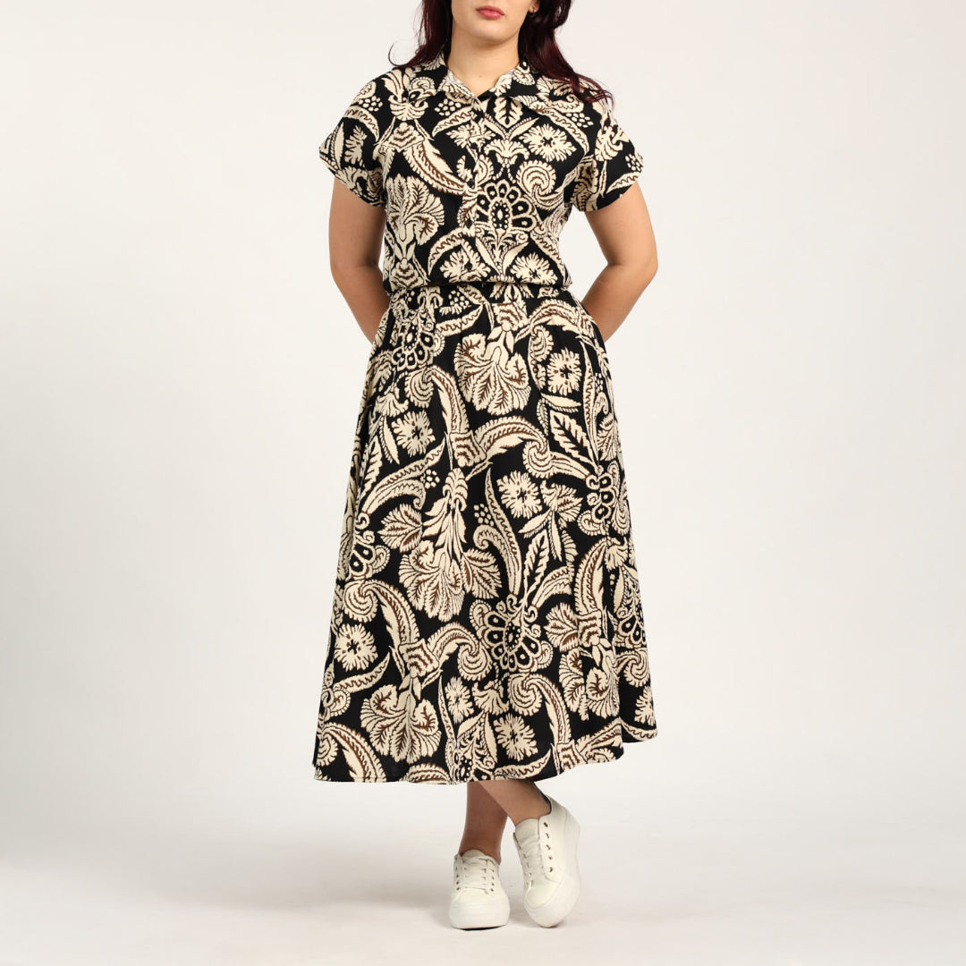 LADIES CIARRA BLACK/STONE SKIRT