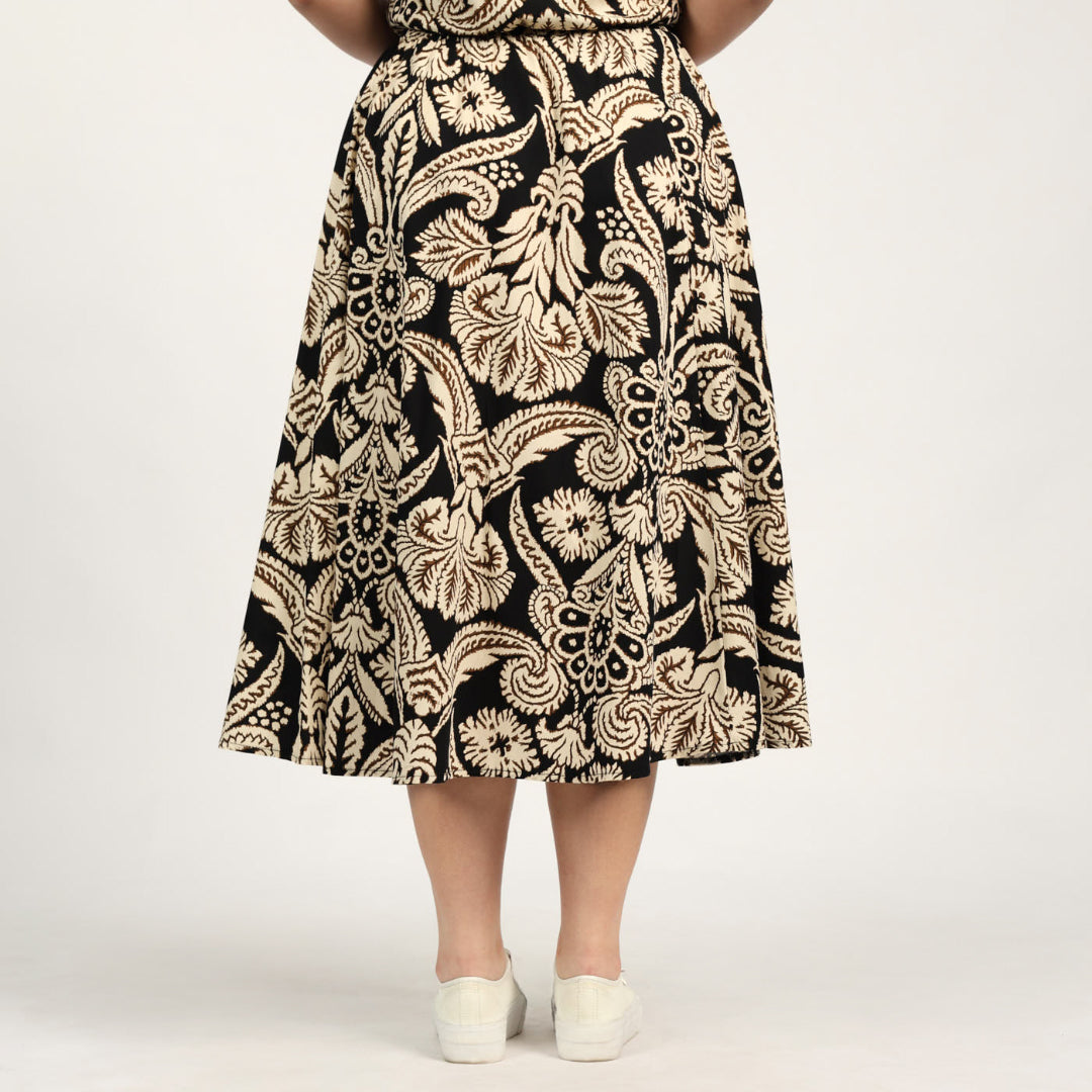 LADIES CIARRA BLACK/STONE SKIRT