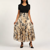 LADIES CIARRA BLACK/WHITE TIERED SKIRT
