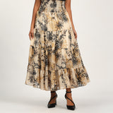 LADIES CIARRA BLACK/WHITE TIERED SKIRT