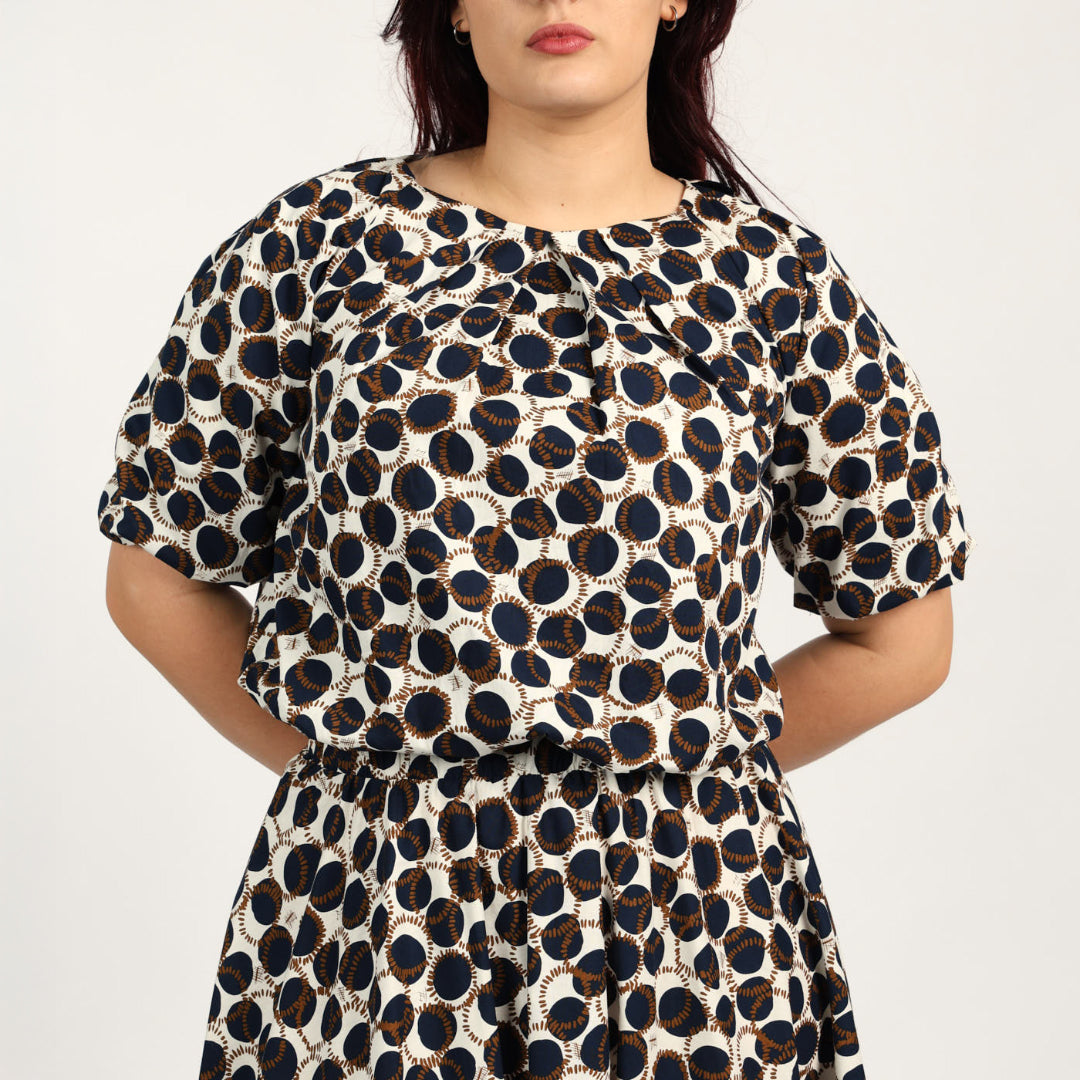 LADIES CIARRA NAVY/WHITE BLOUSE