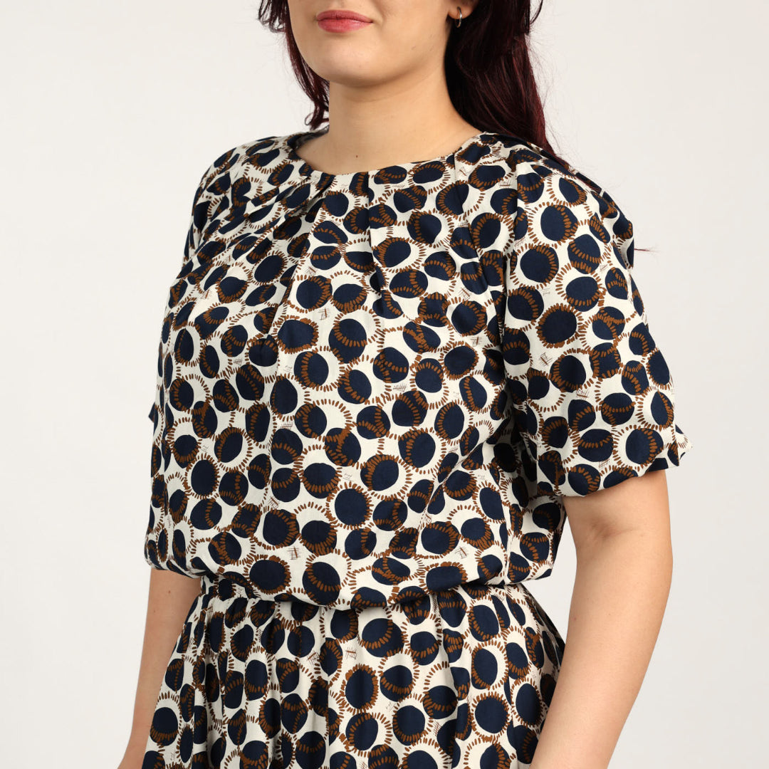 LADIES CIARRA NAVY/WHITE BLOUSE