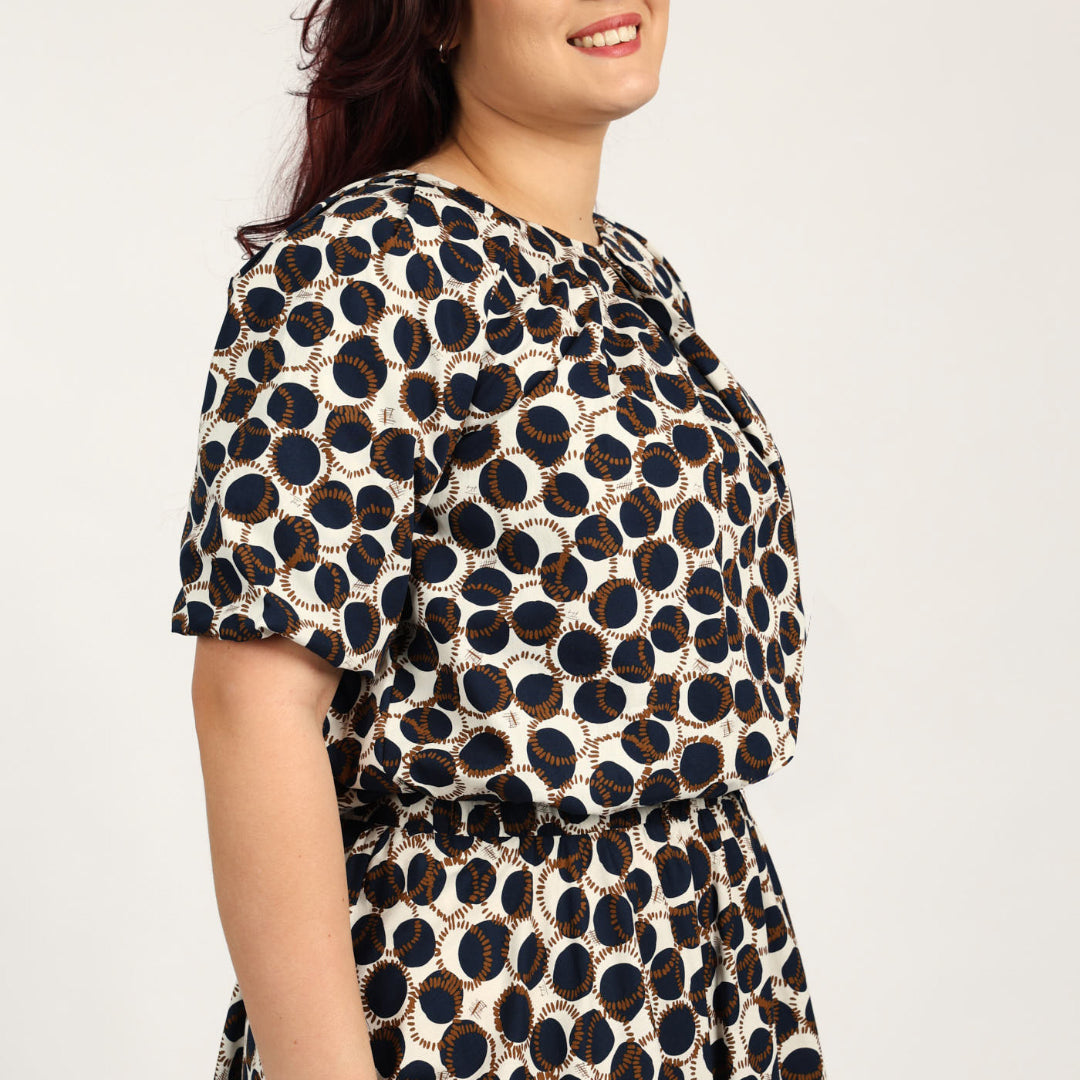 LADIES CIARRA NAVY/WHITE BLOUSE