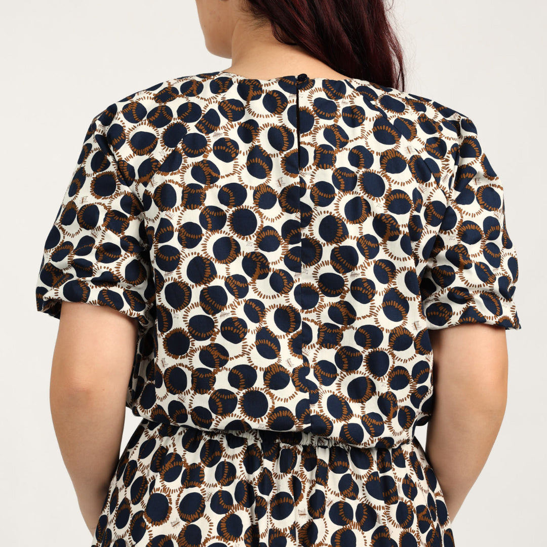 LADIES CIARRA NAVY/WHITE BLOUSE