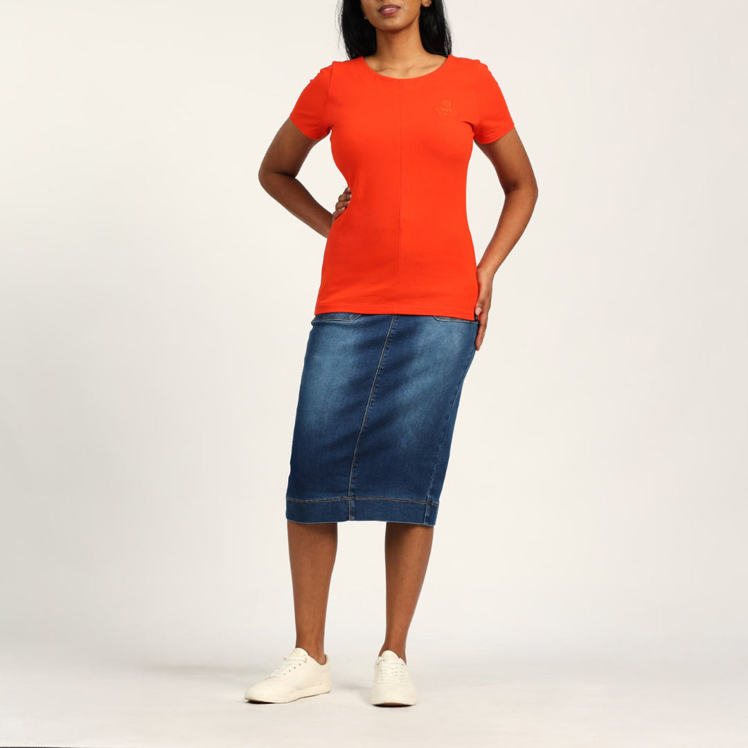 LADIES ORANGE/WHITE 2PK TOPS