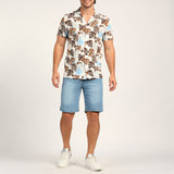 White Leaf-Print Shirt