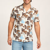 White Leaf-Print Shirt