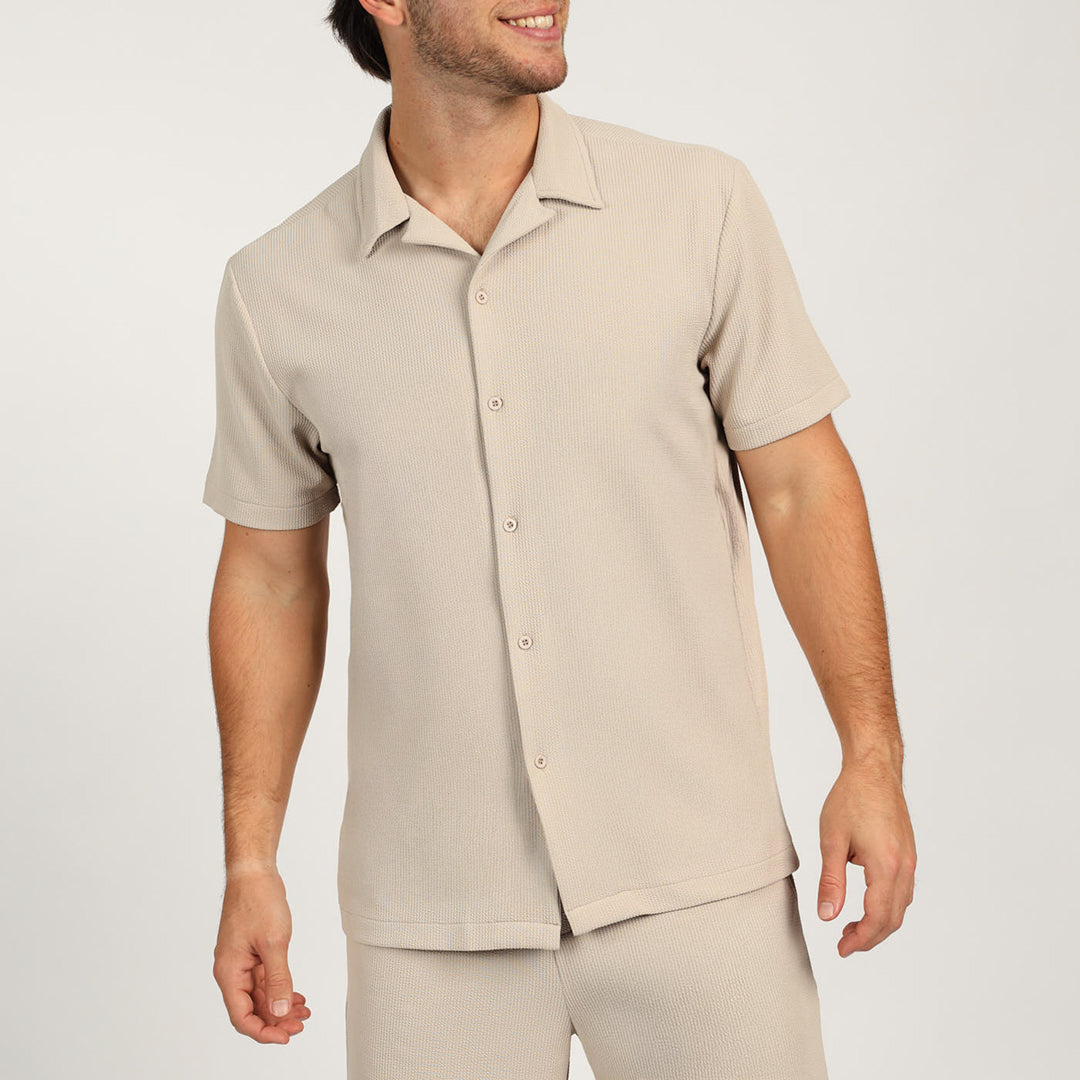 MENS MODA STONE SEERSUCKER SHIRT (GLAD-NECK)
