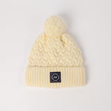 Cable Knite Turn Up Beanie.Pom Pom.