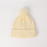Cable Knite Turn Up Beanie.Pom Pom.