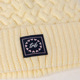 Cable Knite Turn Up Beanie.Pom Pom.