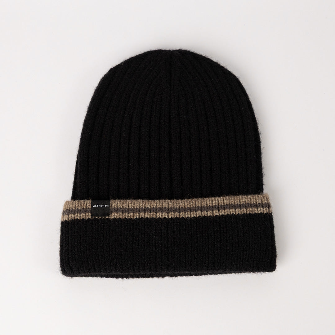 Ribbed Beanie.Contrast Cuff)
