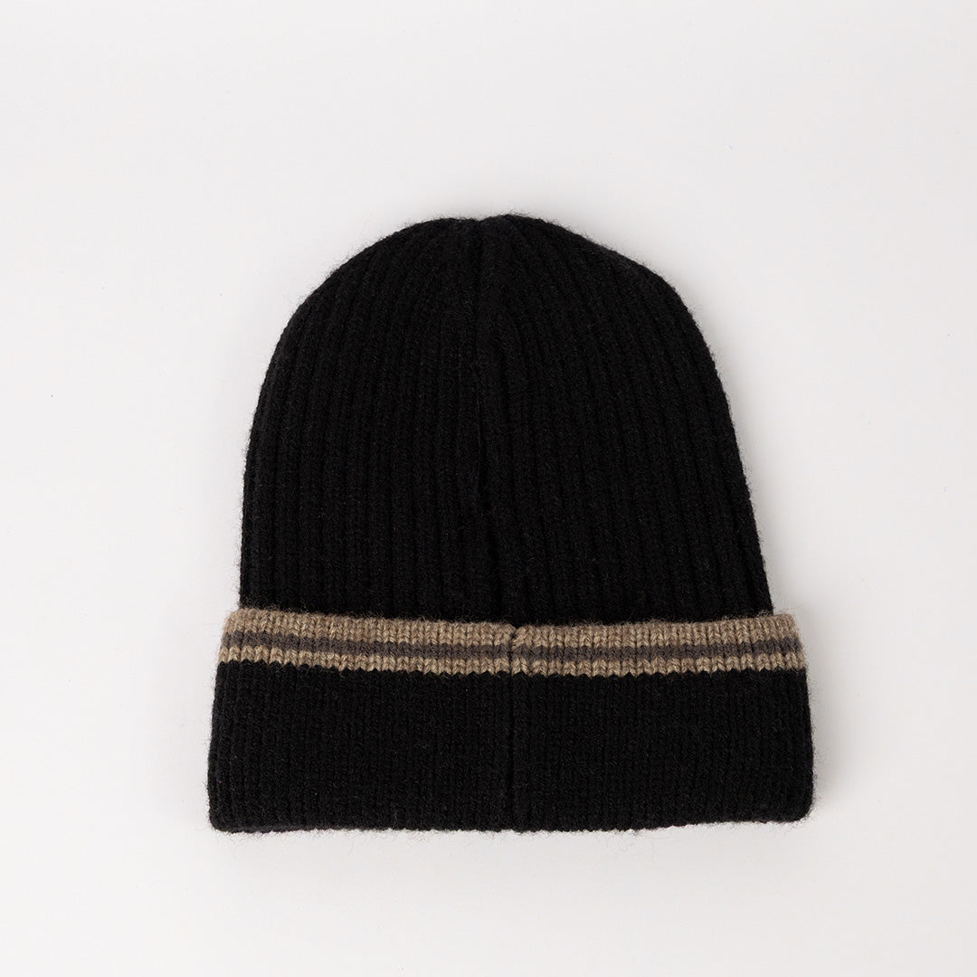 Ribbed Beanie.Contrast Cuff)