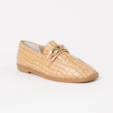 Croc Embossed Loafer Shoe.Chain Trim.