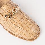 Croc Embossed Loafer Shoe.Chain Trim.