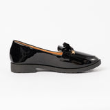Patent Loafer Shoe.Gold Trim.