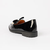 Patent Loafer Shoe.Gold Trim.