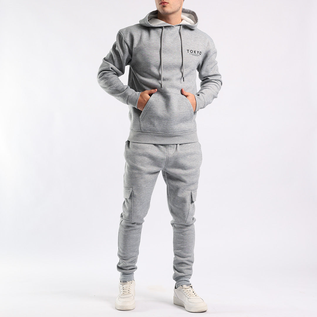 Grey Melange Graphic Hoody