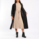 LDS STONE CASHMERE KNIT RIB DRESS