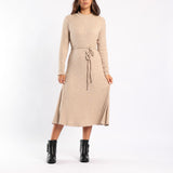 LDS STONE CASHMERE KNIT RIB DRESS