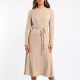 LDS STONE CASHMERE KNIT RIB DRESS
