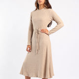 LDS STONE CASHMERE KNIT RIB DRESS