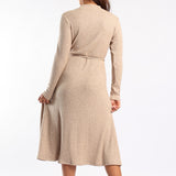 LDS STONE CASHMERE KNIT RIB DRESS
