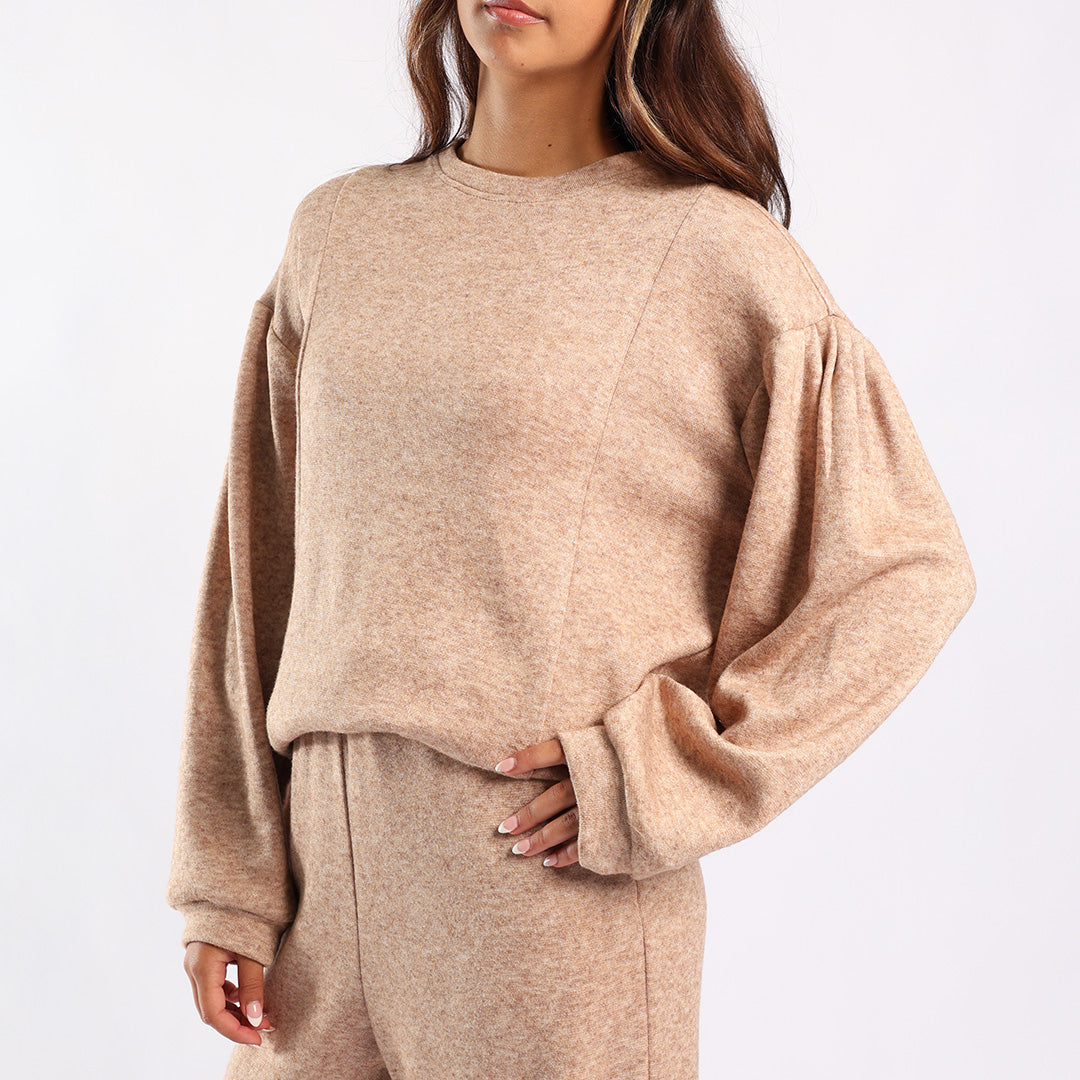 LDS  CARAMEL MELANGE KNIT TOP