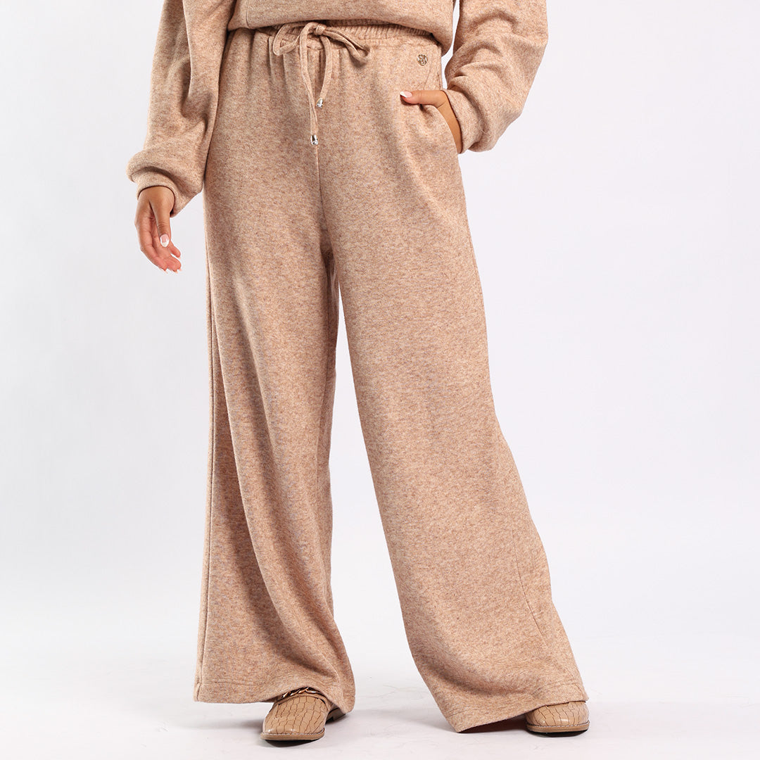 LADIES MELANGE KNIT WIDE LEG PANTS