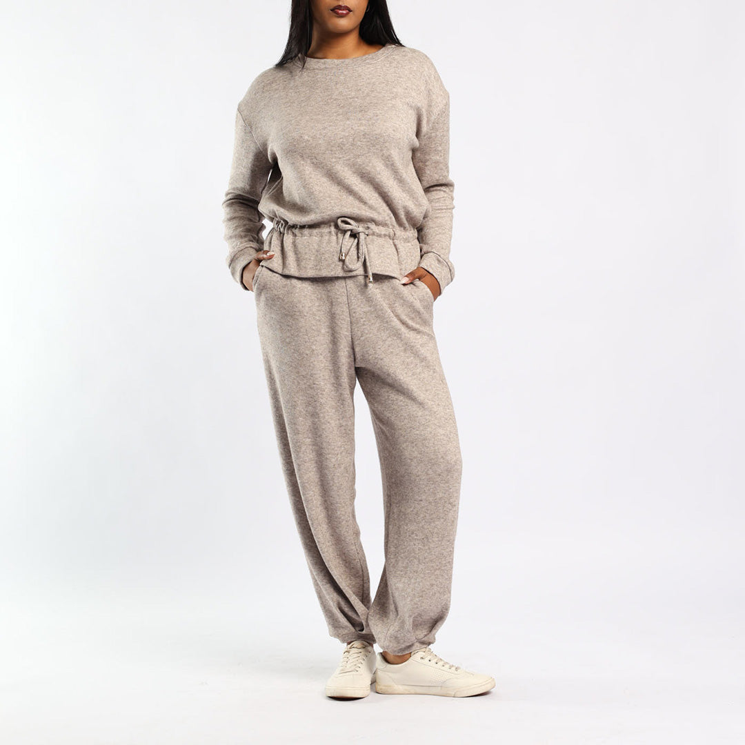 LDS PLEATED HEM POCKET DETAIL KNIT PANTS