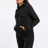 LADIES ALORA BLACK LONG SLEEVE HOODY WITH KANGAROO POCKET