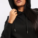 LADIES ALORA BLACK LONG SLEEVE HOODY WITH KANGAROO POCKET