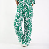 Green Printed Wide Leg Pants