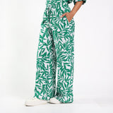 Green Printed Wide Leg Pants