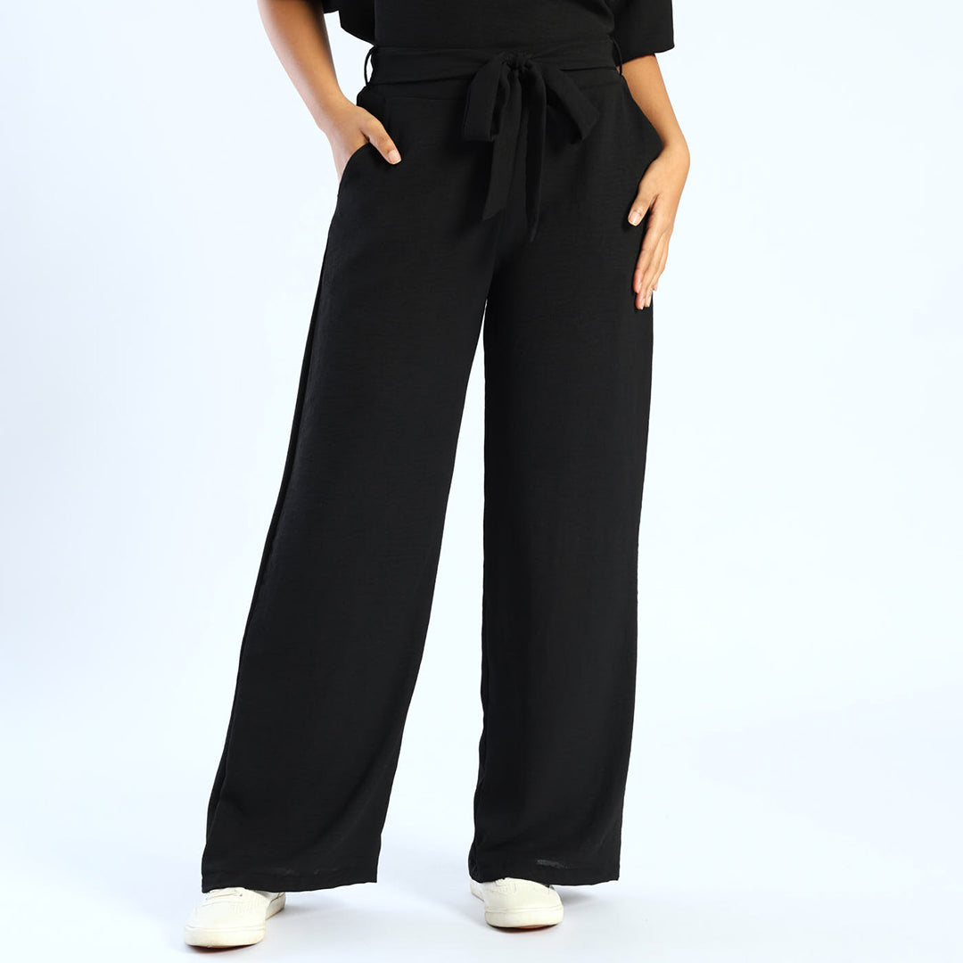 Ladies Black Wide Leg Pant